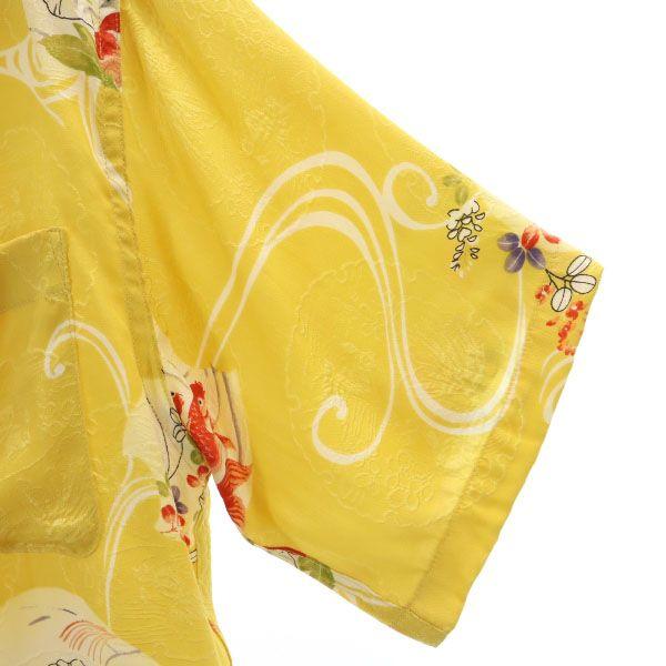 MAKANALEI Goldfish pattern Short sleeve Aloha shirt S Yellow Open collar Men's Used