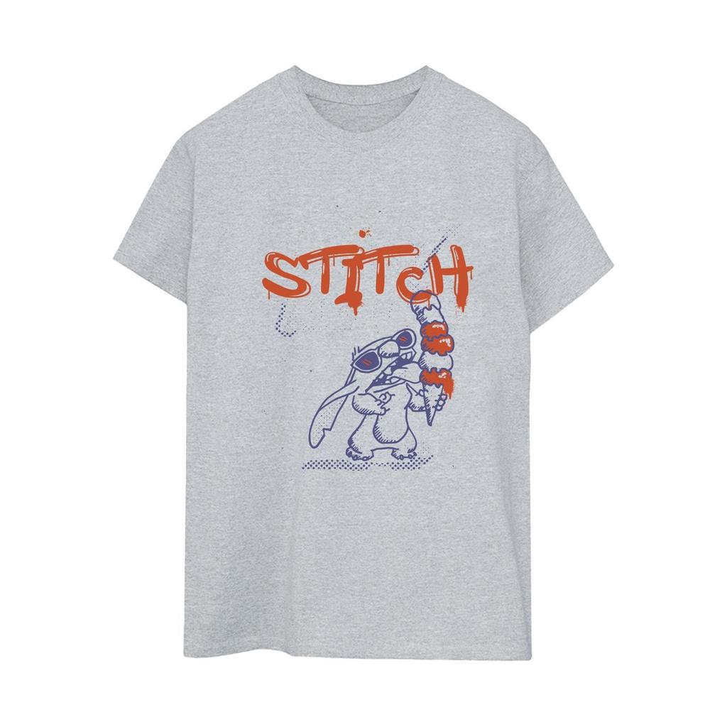 Disney Womens/Ladies Lilo & Stitch Ice Cream Cotton Boyfriend T-Shirt
