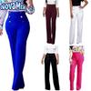 NovaMix Damenmode, lässig, einfarbig, bedruckt, Hosen und Caprihosen