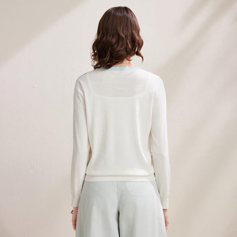 Women's Retro Floral Mulberry Silk Knit Cardigan