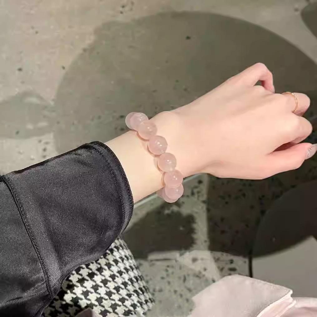 Natural pink crystal bracelet, peach blossom pink crystal bracelet, amethyst bracelet, high-transparency bracelet, couple's gift