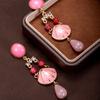 Shell shape splicing pink water drop stacking round stud earrings metal gold-plated design earrings