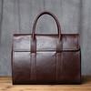 NZPJ Vintage Genuine Leather Men's Briefcase Natural Cowhide Handbag Casual Men Bag Wearable Luggage  For 14 Inch Laptops
