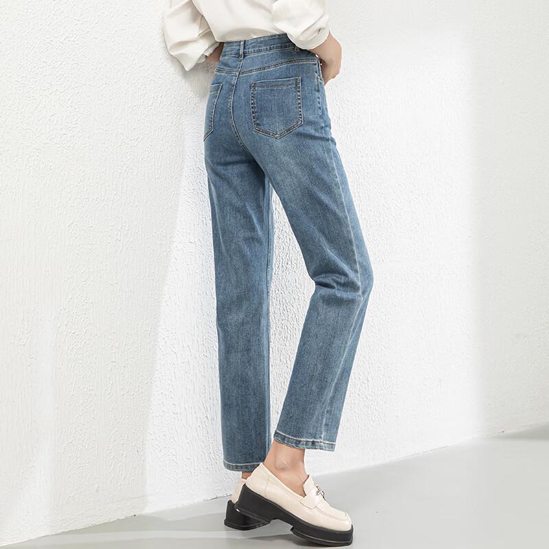 Fanzhen Women's High-Waist Straight-Leg Cropped Jeans