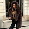 Europe, America, autumn and winter new imitation fur coat, artificial fur brown warm short fox fur coat