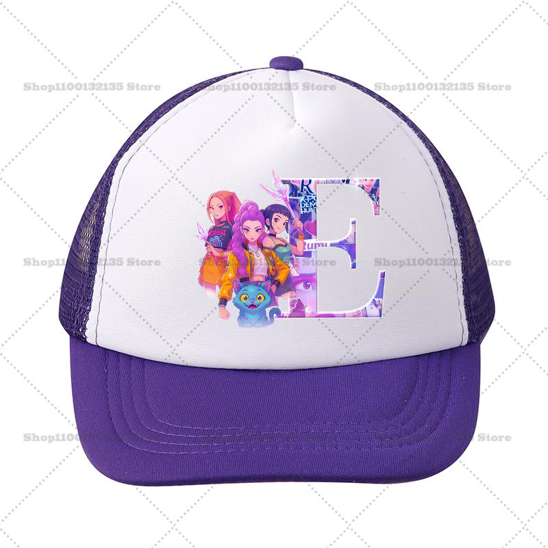 Kpop Demon Hunters Girl Baseball Cap Kawaii Sun Hat Parent Child Couple Casual Outdoor Hats Peaked Birthday Gift 26letters Round Sensory Compression
