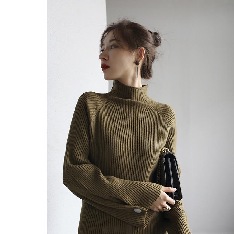 Women's Slim Fit Knitted Sweater - Warm Long Sleeve Turtleneck Base Shirt