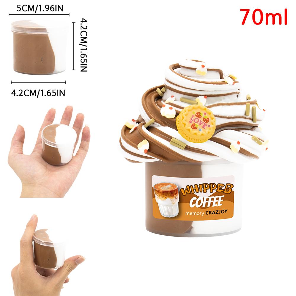 1 Stuks Super Rekbare Tweekleurige Boter Slijm Kit - Geurend DIY Pluizig Grappig Klei met Aardbei Koffie Bedeltjes, Anti-Stress Speelgoed