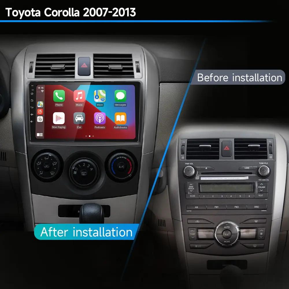 JIUYIN 9" Android 12 Carplay Car Stereo Radio for Toyota Corolla E140 E150 2006 - 2012 Multimedia Player 2 Din GPS DVD Speakers