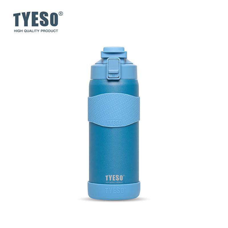 TYESO 750ML Double Wall Insulated Water Bottle Hot Leakproof 304 Stainless Steel Flask for Fitness Outdoor Daily Use Drink with non-slip pad