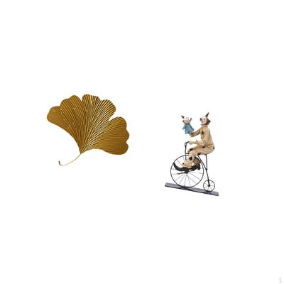 Wrought Iron Ginkgo Leaves Wall Decor Abstract Sculpture Clown Figurine Desk Ornament for