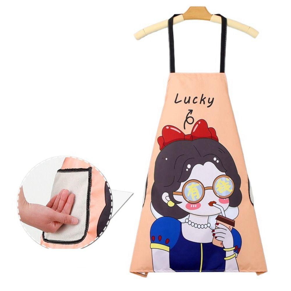 

Breathable Waterproof Apron Cartoon Cooking Apron Cooking Accessories Kitchen Apron Women абрикосовый