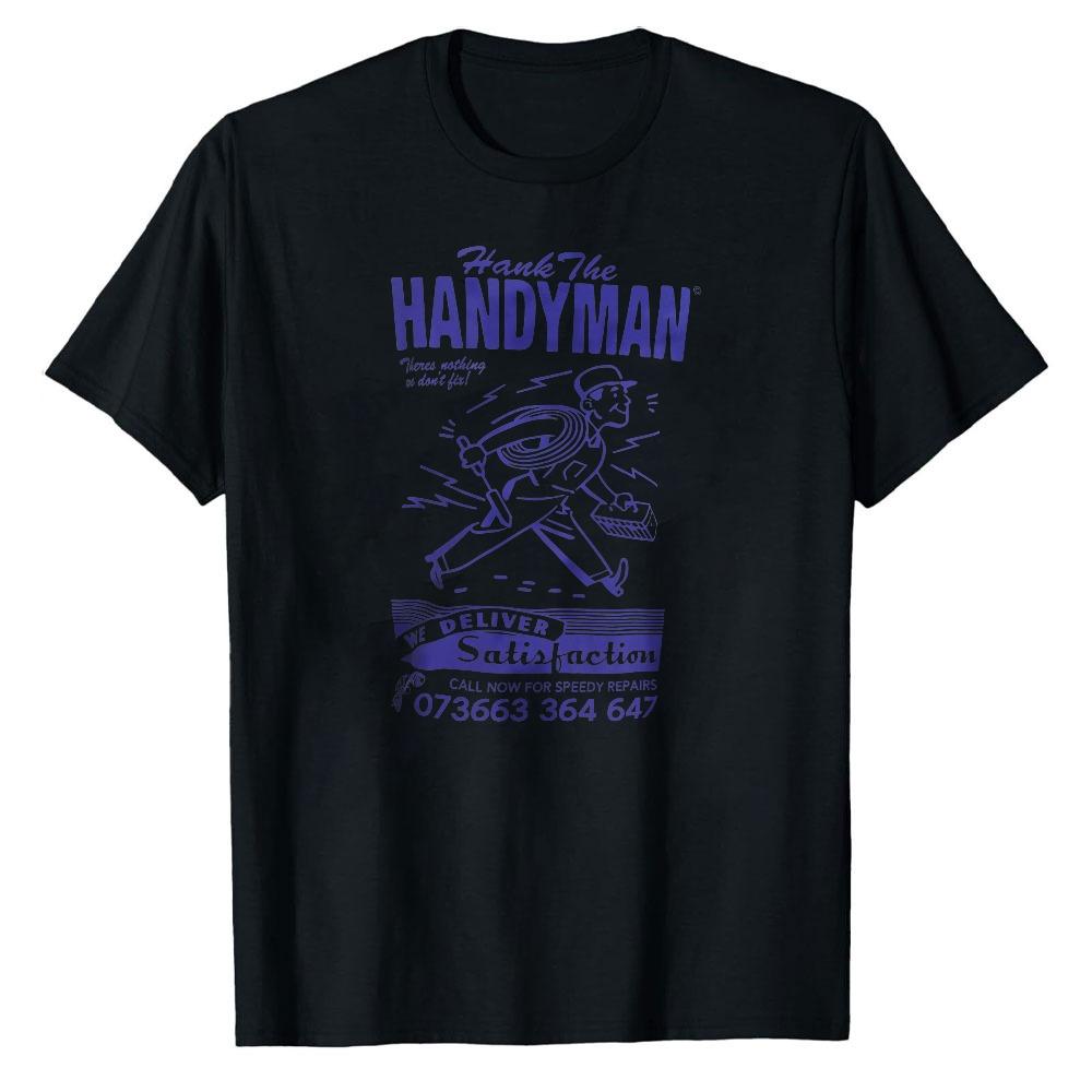 Vintage Handyman Service Phone Number Print T Shirt Men Cotton Tops Retro Worker Repairman Graphic Casual Daily Streetwear Tees