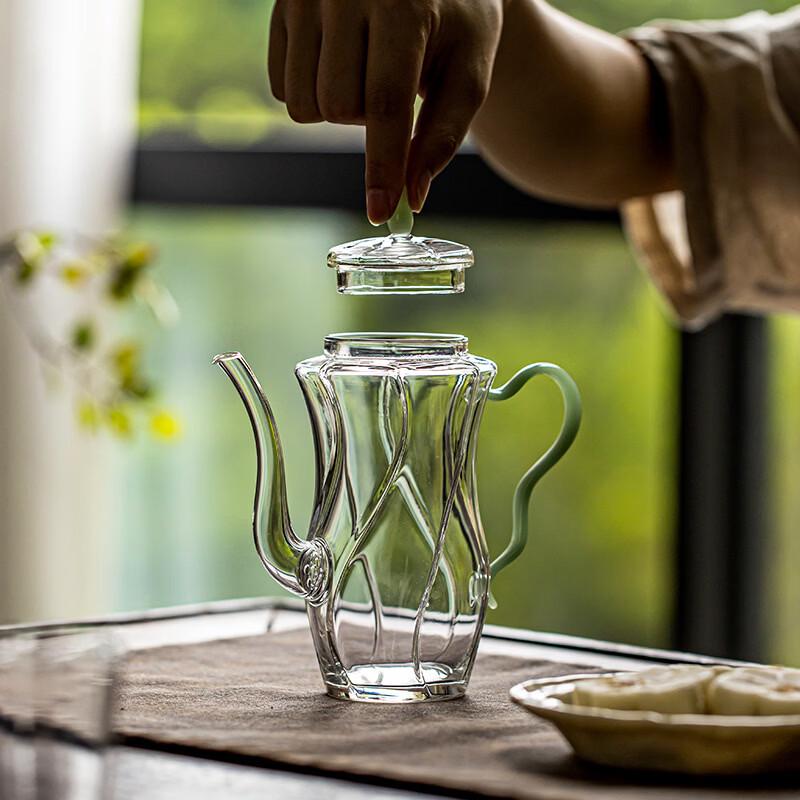 Glass Teapot with Amber Handle