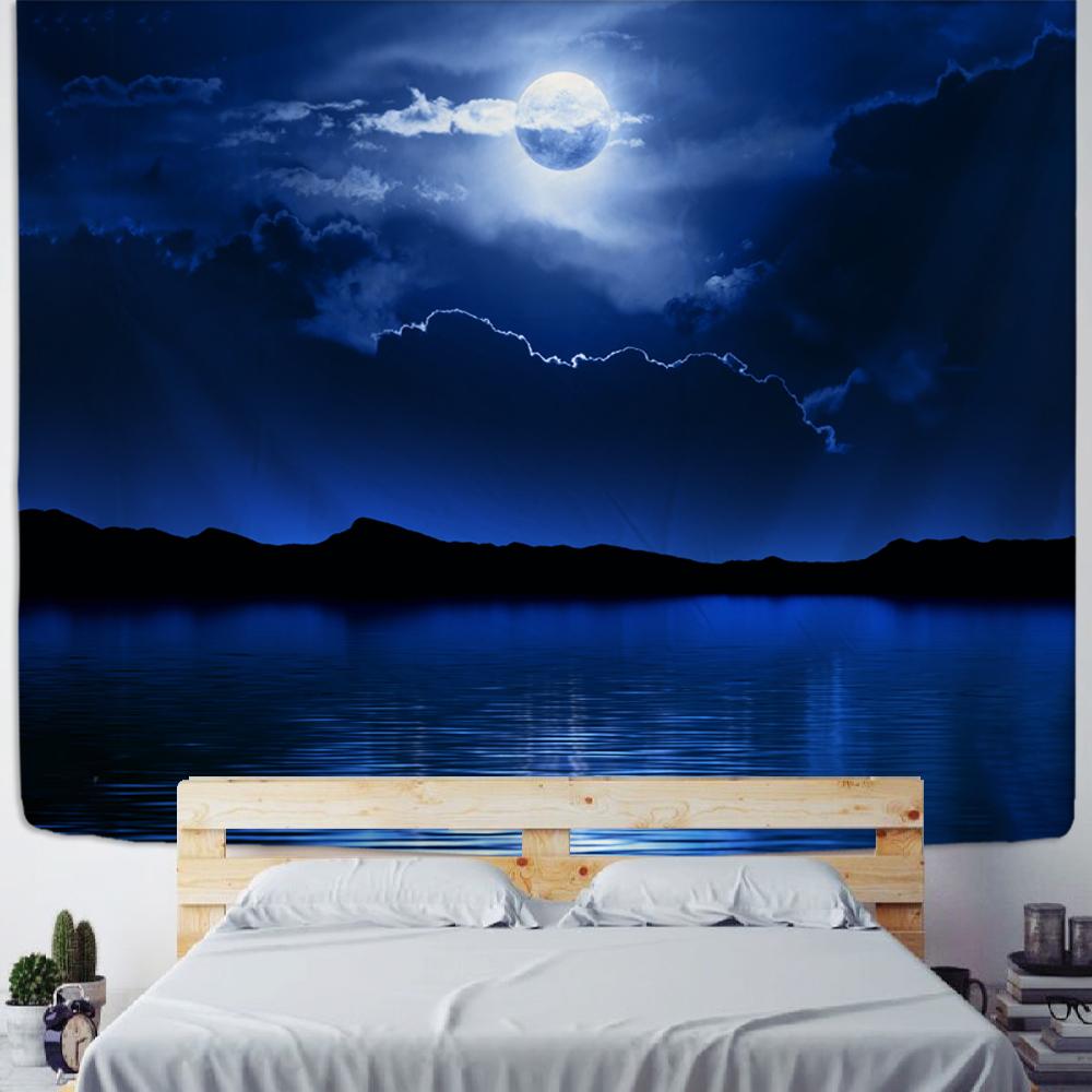 Psychedelic Night Of The Moon Tapestry Wall Hanging Bohemian Mysterious Night Art Dormitory Living Room Bedroom Home Decor