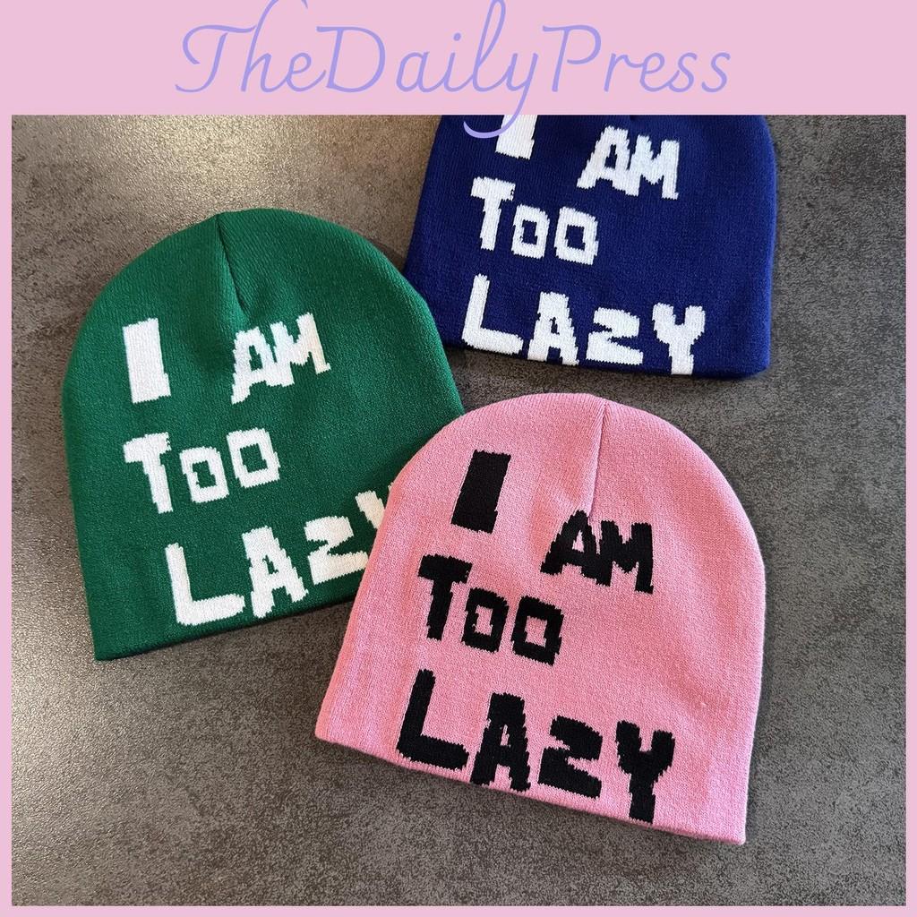 I Letter Am Too Lazy Embellishment Retro Streetwear Warm Wool Hat Knit Couples