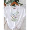 Plus Size, Plus Size Women's & Lavender Print T-Shirt - Short Sleeve Crew Neck Blouse Suitable for Spring Summer Casual Blouse Top,