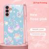 2DFlat Samsung electroplated tempered glass phone case,Pastel Stars and Cherries DesignSuitable for Galaxy S26 S23 S24FE S25ULTRA S22 S21