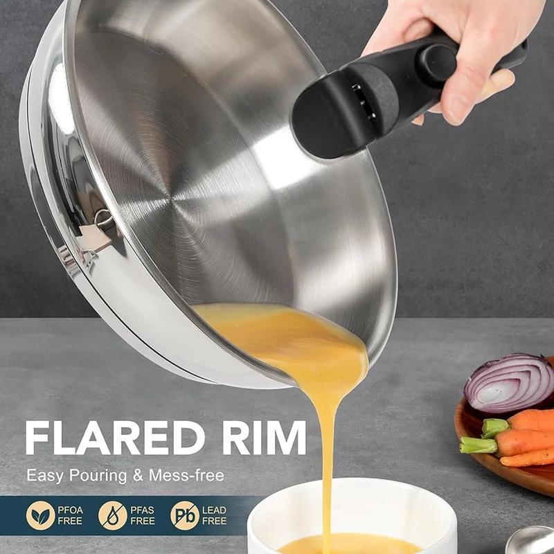 MICHELANGELO Kitchen Stir-fry Cooking Pot with Removable Handle Stainless Steel Frying Pan Set Induction Cooker Frying Pan