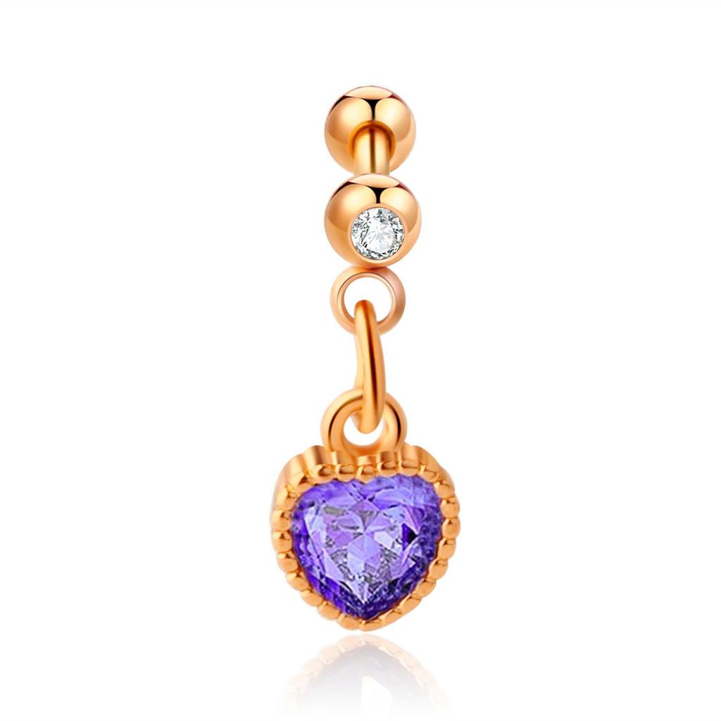 Zircon Stainless Steel Cartilage Stud Earrings - European & American Style