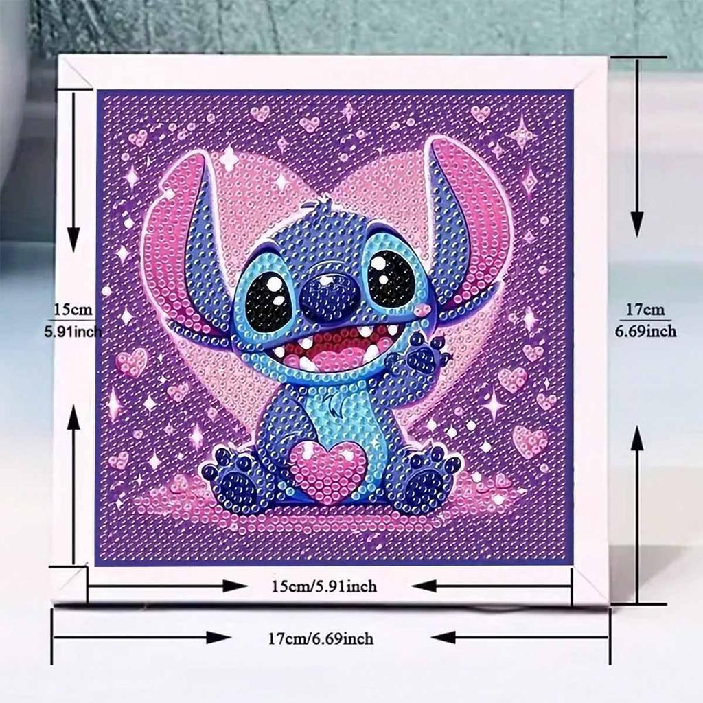 DIY Diamantmalerei-Set mit Rahmen, Stitch Vollkreis-Mosaik 5D DIY Kreuzstich-Set Heimdekoration mit Rahmen, Handwerks-Hobby-Sammlung