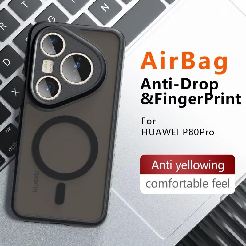 For Huawei Pura 80 Ultra Magsafe Magnetic Acrylic Matte Case For Pura 80 Pro Plus Shockproof Transparent Cover Hard Bumper