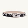 Black & White Cow Print Pony Hair Women's PU Waist Belt with New Date Buckle