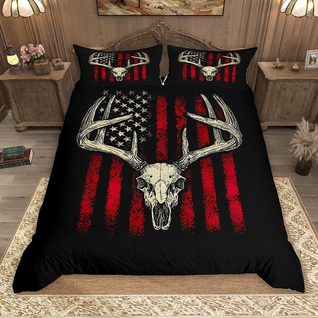 Homewish Rustic Farmhouse Lodge Cabin Duvet Cover Set 2pcs/3pcs, Moose Deer Bear Bedding, Woodland Animal Comforter Cover Set