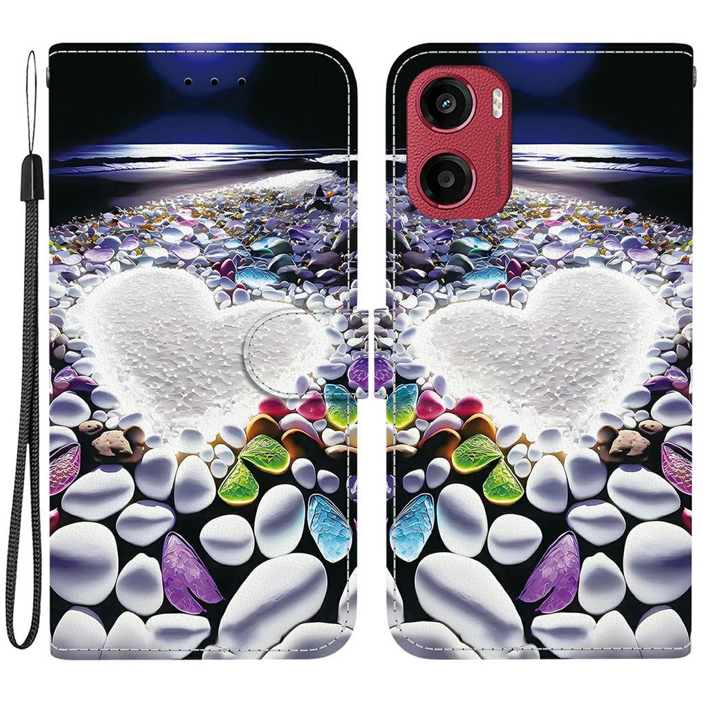 For Motorola Moto G05 4G/E15 4G Case Pattern Printing Anti-Drop Leather Flip Wallet Phone Cover with Lanyard