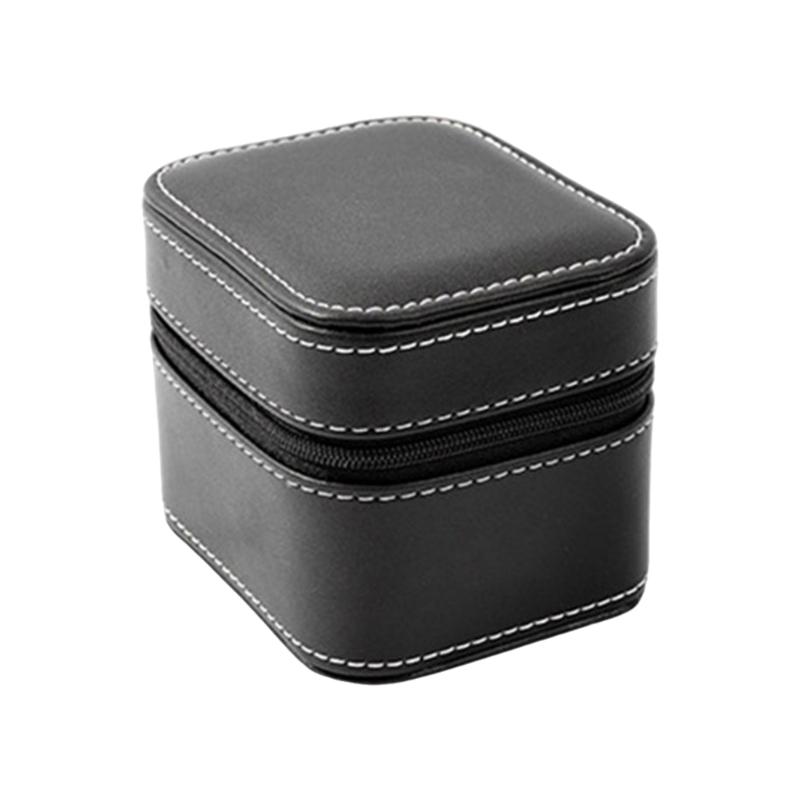 Compact Single Watch Travel Case For Watches And Smartwatches Up To 55mm With PU Leather And Microsuede Interiors