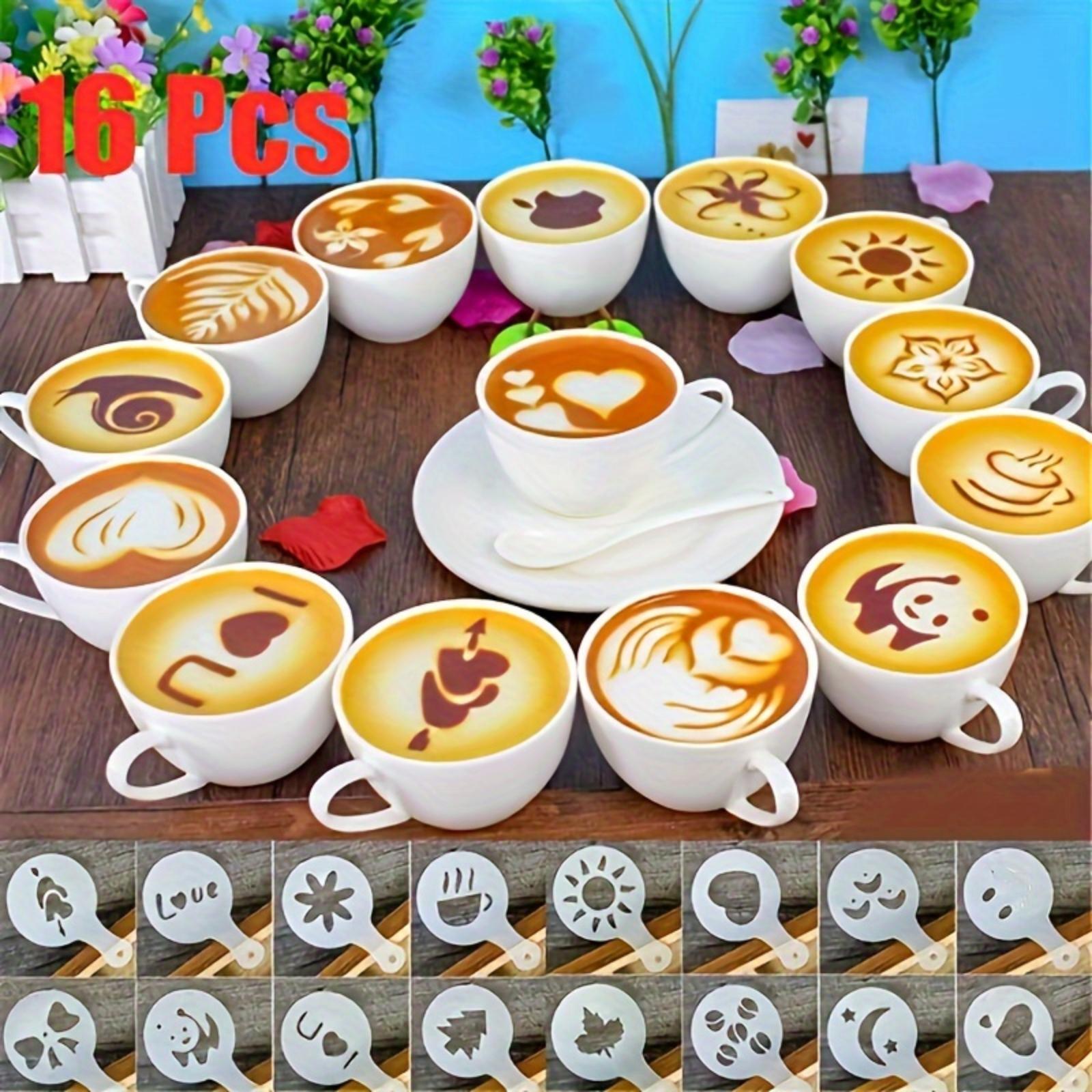 

16 Пластиковых форм для кофе-арта с кофейным узором One Size белый