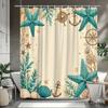 Nautical Shower Curtain Starfish Anchor Compass Print Beige Bath Curtain With 12 Hooks For Beach Bathroom Decor