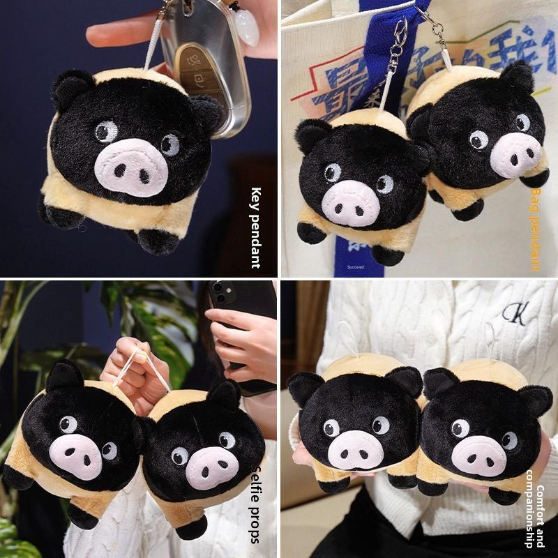 Plush Pig Stuffed Toy With Black Hanging Loop For Bedroom Decor And Giftgiving