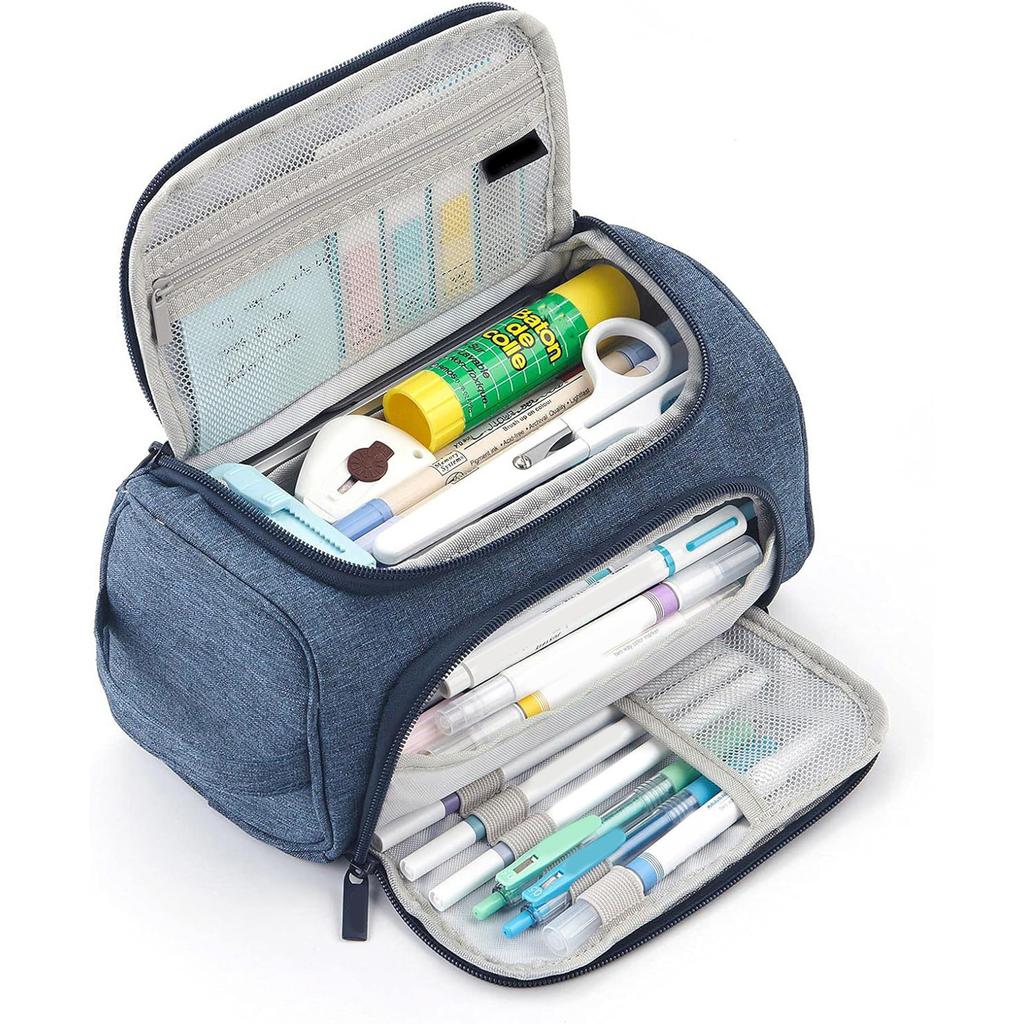 Multifunkční pouzdro na tužky Velkokapacitní dvouvrstvé pouzdro na pera Více přihrádek Plátěné pouzdro na pera pro studenty