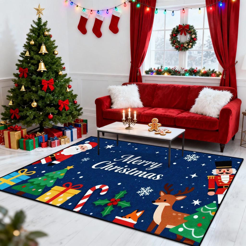 Christmas New Year Large Size Carpets Living Room Decoration Non-slip Sofa Area Rugs for Bedroom Cloakroom Floor Mat Washable