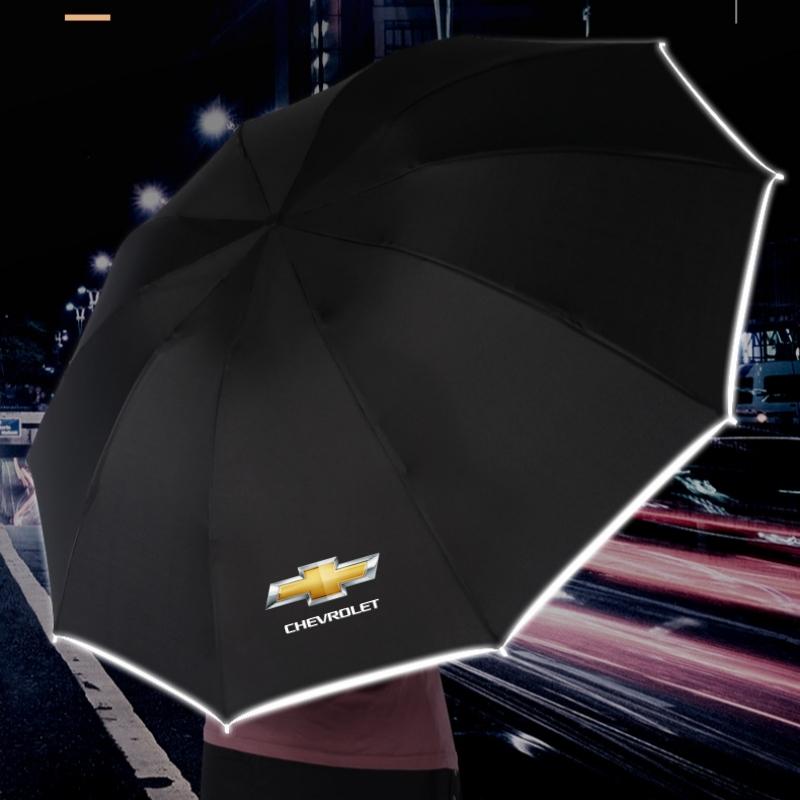 Car Led Light Automatic Folding Windproof Sunshade Umbrella For Chevrolet Aveo Bolt Cavalier Cruze Onix Orlando Silverado Spark