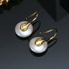 Baroque Button Natural Freshwater Pearl Ear Spoon Style Earrings 925 Silver Fashion Classic Elegant Gifts for Women