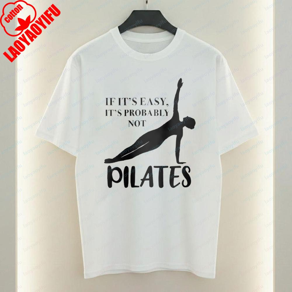 Pilates Women TShirt Simple Side Plank Exercise Graphic Tops Unisex Fitness Casual Cotton Tee Gym Breathable Clothes Ropa Mujer
