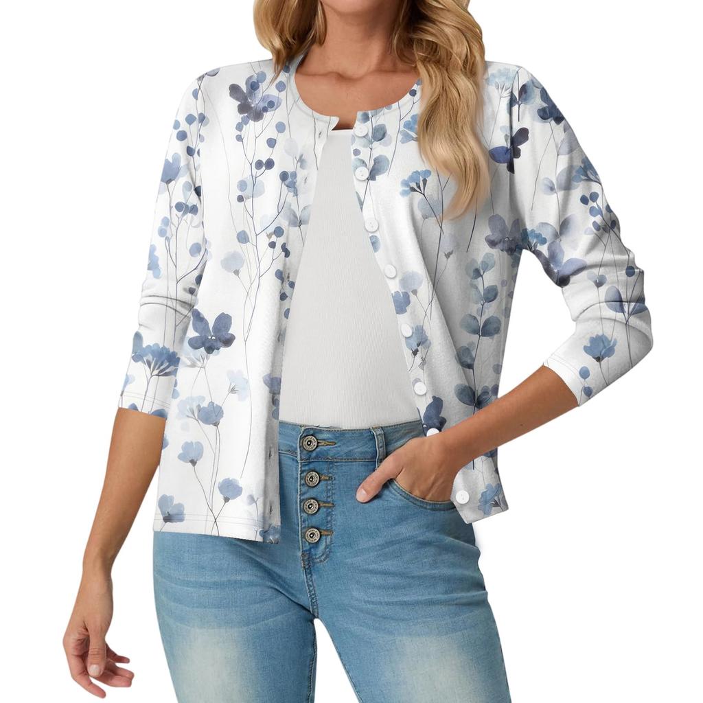 Women's Fashionable, Casual, Comfortable Floral Cardigan Jacket