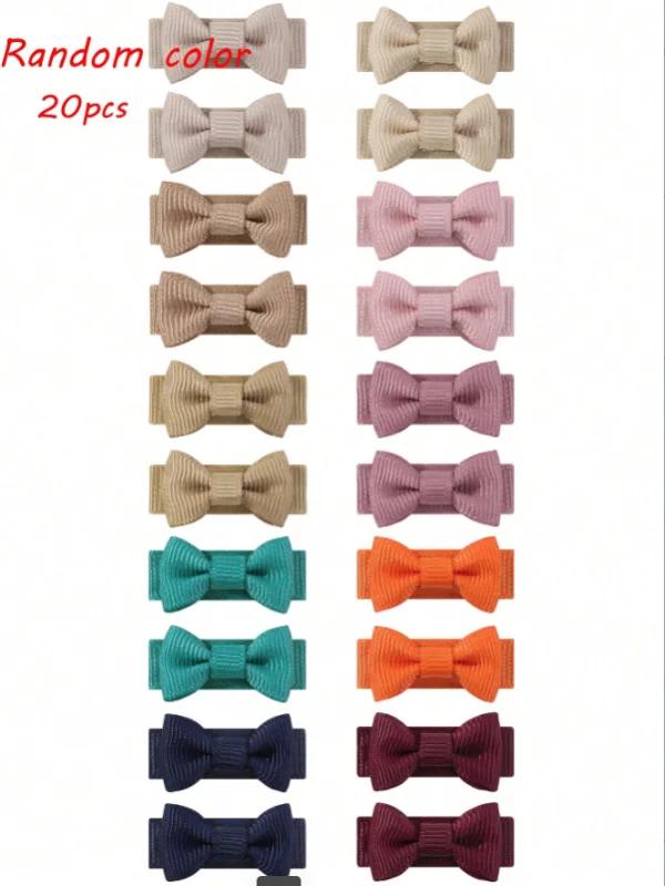 

20 шт./лот Мини-бантики Заколки для волос для маленьких девочек Детей Однотонные бантики Заколки-невидимки Заколки Ручная работа Головные уборы Аксессуары для волос