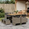 Vidaxl 9-Cz. Garden Furniture Set With Cushions, Grey, PE Rattan