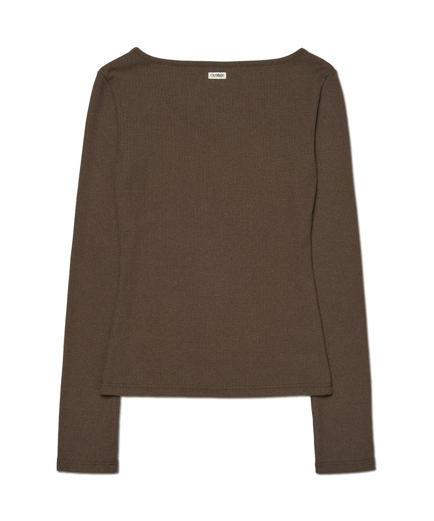 AWOSWEIB Slim Shape V Neck Longsleeve - Coffee Brown