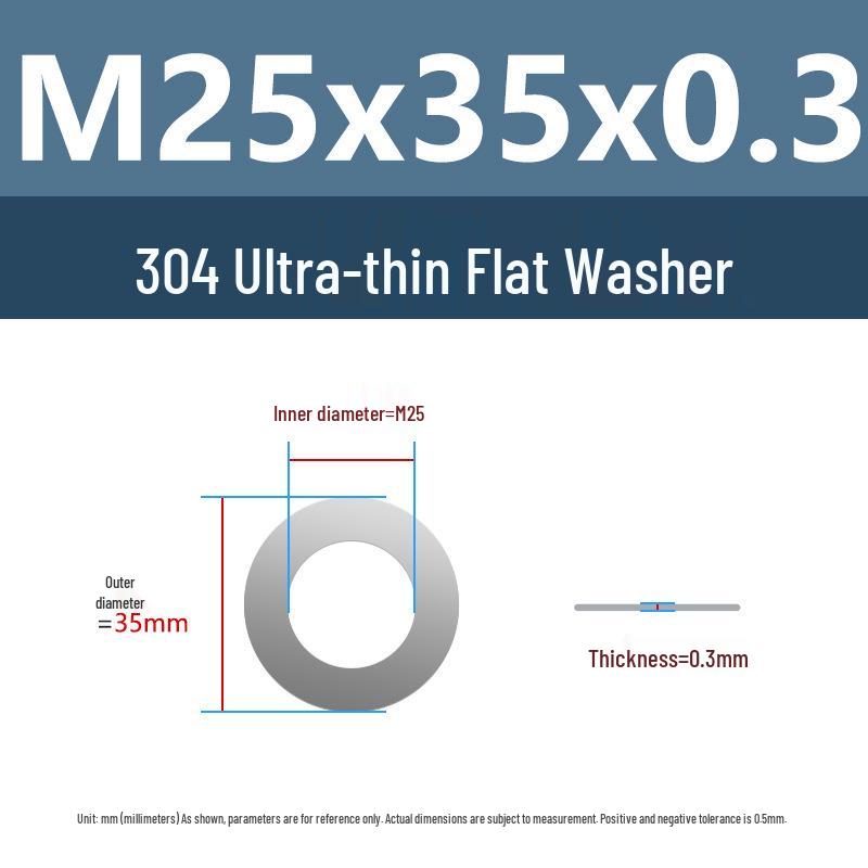 Yigu 304 Stainless Steel Flat Washer Shim Ring (Sizes M3, M4, M5, M8)