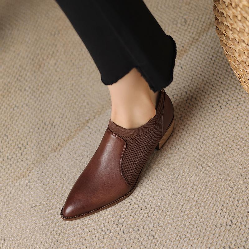 Fashion 2025 Autumn New Women's High Heels Knitted Shallow Mouth Single Shoes Female Comfortable Thick Heel Women's Shoes Zapatos Mujer