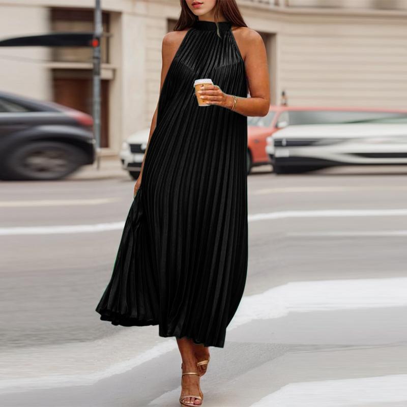 

ZANZEA Жіноча повсякденна сукня без рукавів з круглим вирізом і відкритими плечима 5XL чорний