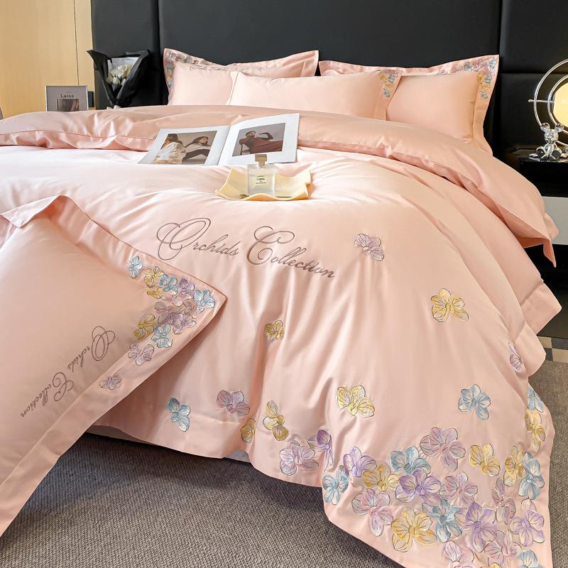100 Pure Cotton 4pcs Set Class A Maternal and Infant Grade Long-staple Cotton Embroidered Quilt Cover Cotton Bed Sheet Mattress Household Bedding