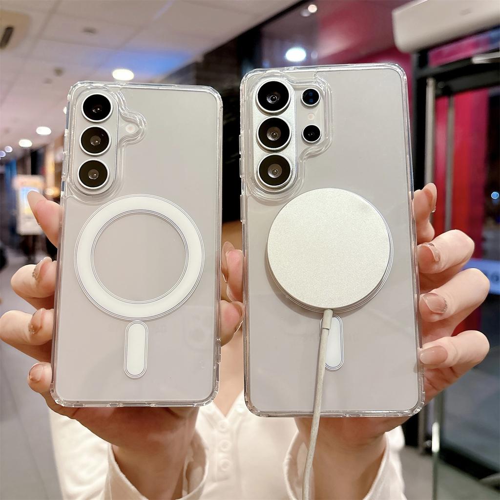 Transparent Shockproof Cover For Samsung Galaxy S26 S25 S24 S23 Ultra S22 S23 S24 S25 S25 Plus Magnetic Charge Phone Case