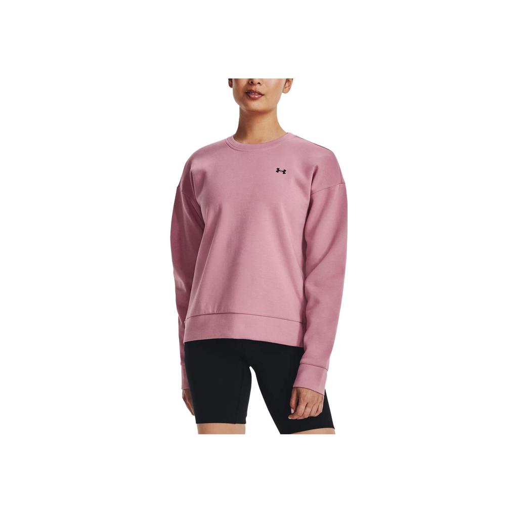 Under Armour Solid Color Loose Fit Crew Neck Long Sleeve Sweatshirt Women Tops Pink 1379835-697