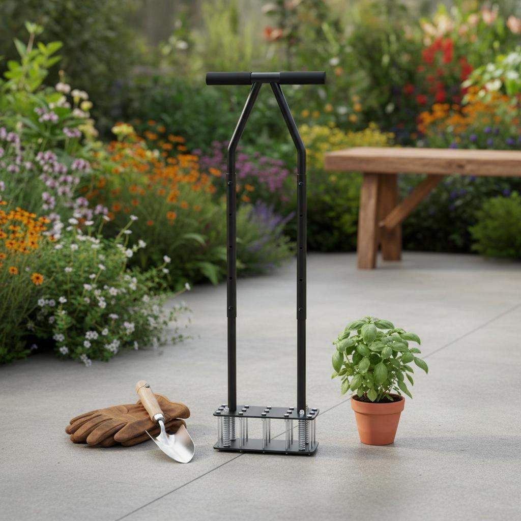 Manual Lawn Aerator SelfCleaning Prong Height Adjustable Corer Tool for