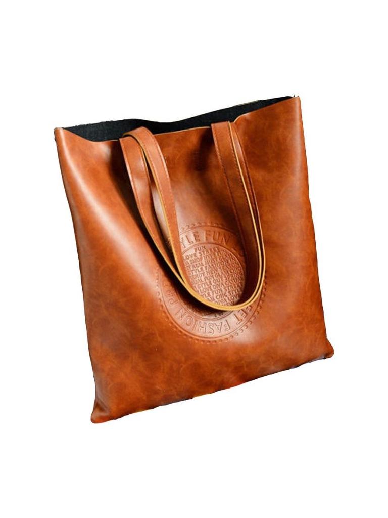 Harajuku Themed Waterproof Pu Tote With Embossed Design For Urban Casual And Travel